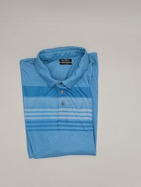 Hogan Men's Blue Striped Golf Polo